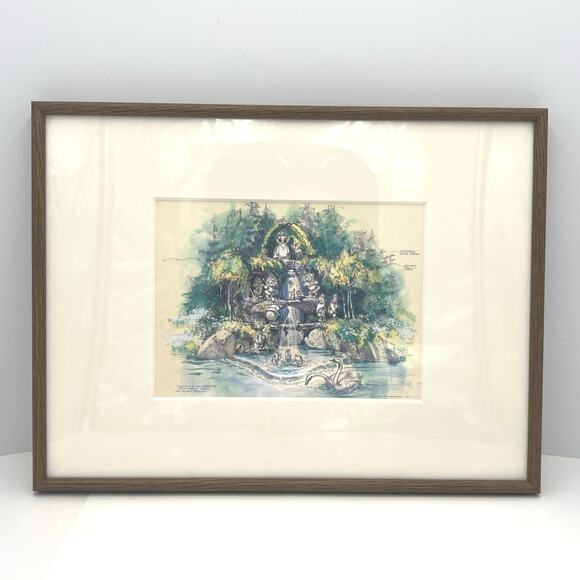 The Disney Gallery Snow White Grotto Watercolor by John Hench 1960 w/ COA Tokyo - Picture 1 of 14